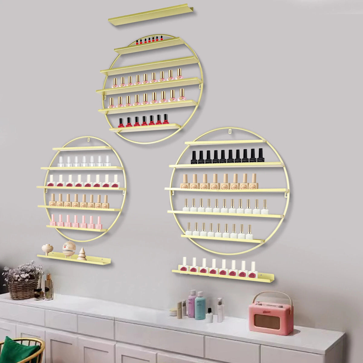 3X Wall Mounted 4 Tier Nail Polish Rack Holder for Salon