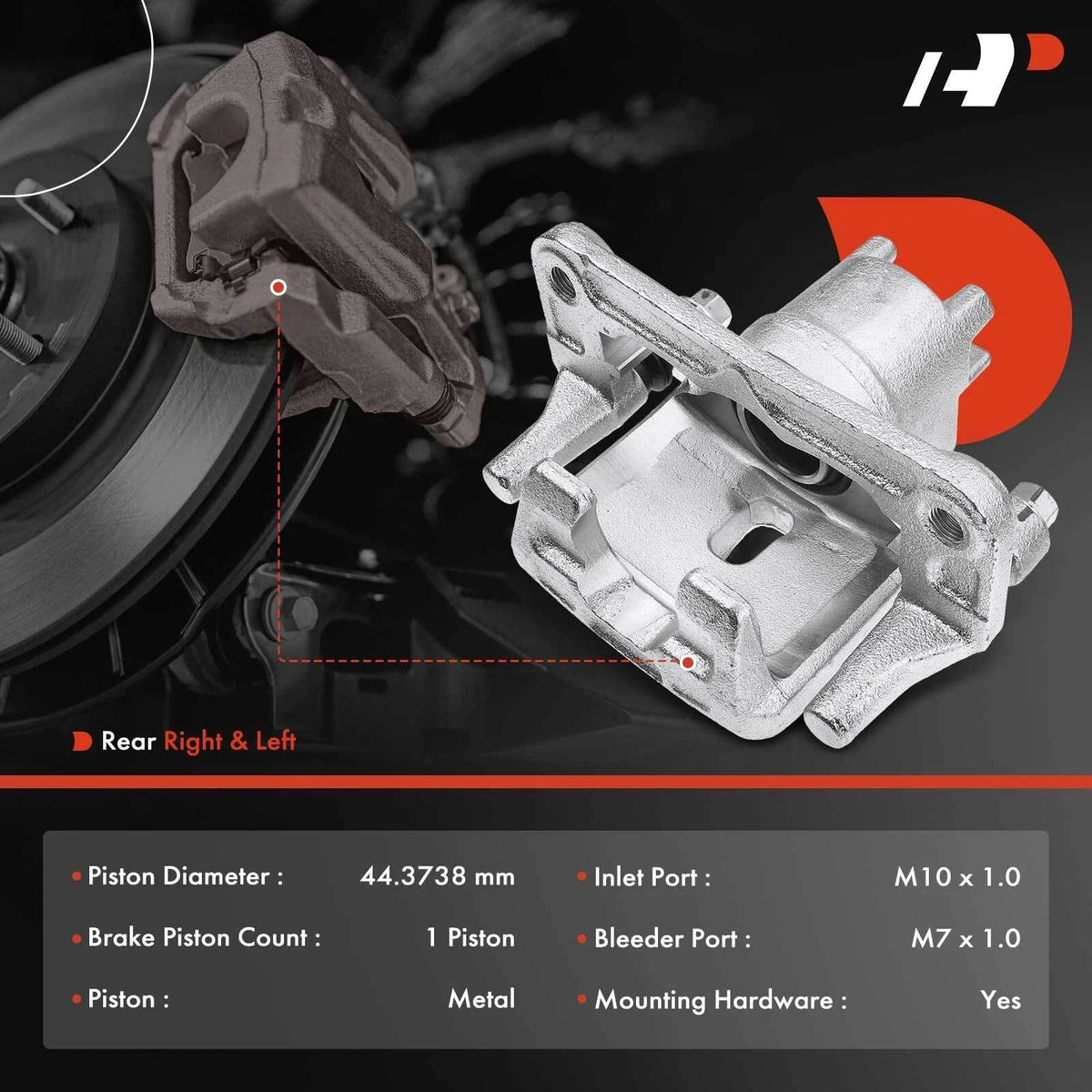 Set of 6 Rear Disc Brake Calipers with Pads for Mitsubishi (2001–2006)