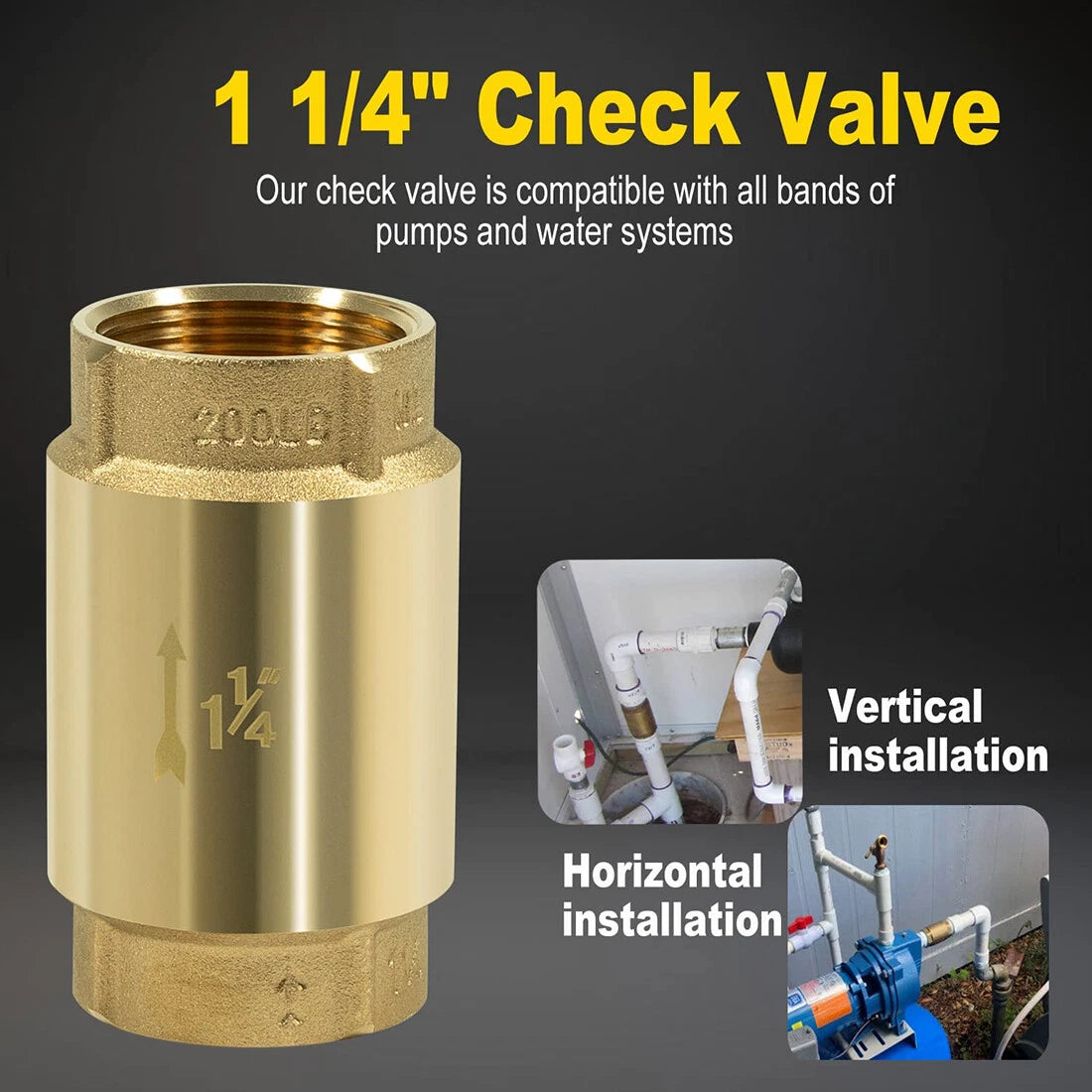 1 1/4" Brass Check Valve for Automotive Applications