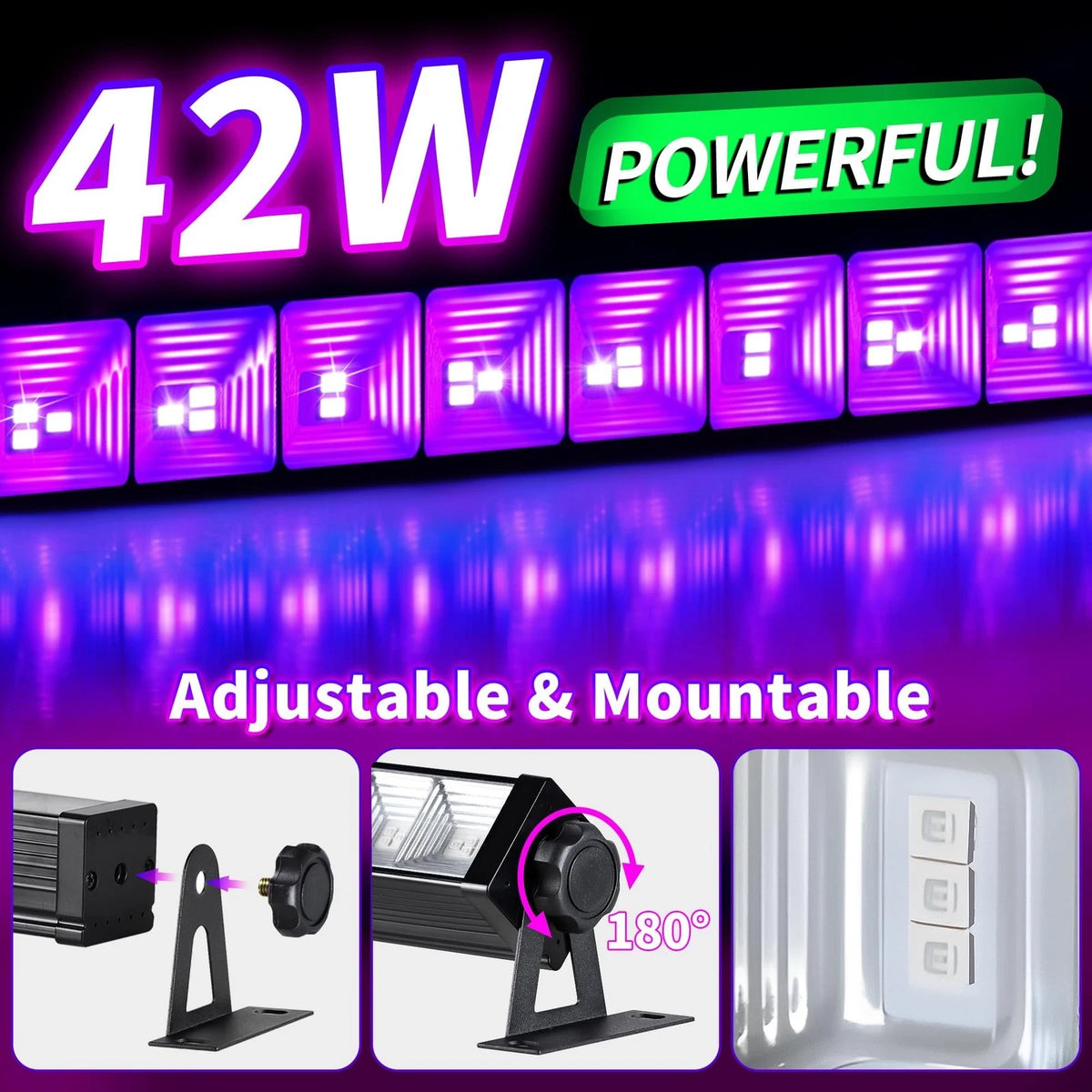 42W LED Black Light Bar with 6ft Cord for Glow Party