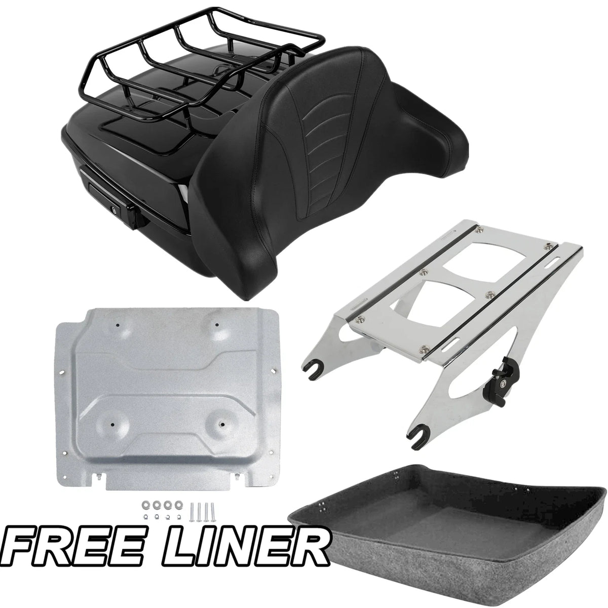 Chopped Trunk Backrest Mount Rack Base Plate for Harley Touring Glide (2014–2025)