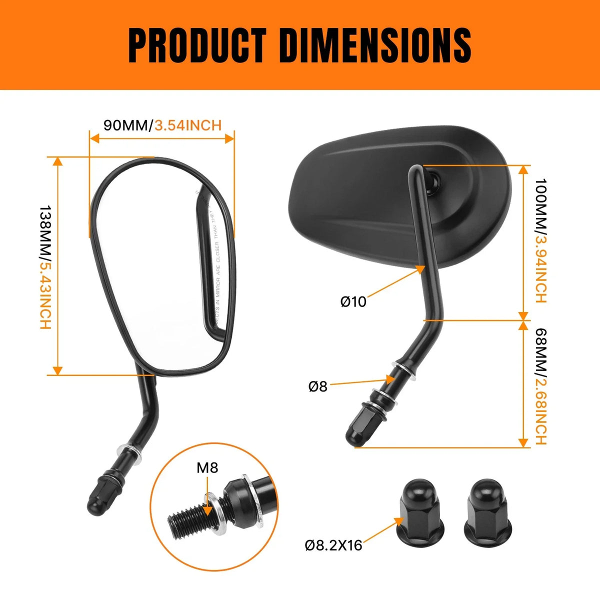 Motorcycle Side Mirrors for Harley Sportster XL 1200 883 FLSTC FLSTF (2004–2023)