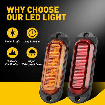 Set of 4 Amber Red LED Side Marker Clearance Lights for Trailer Truck RV