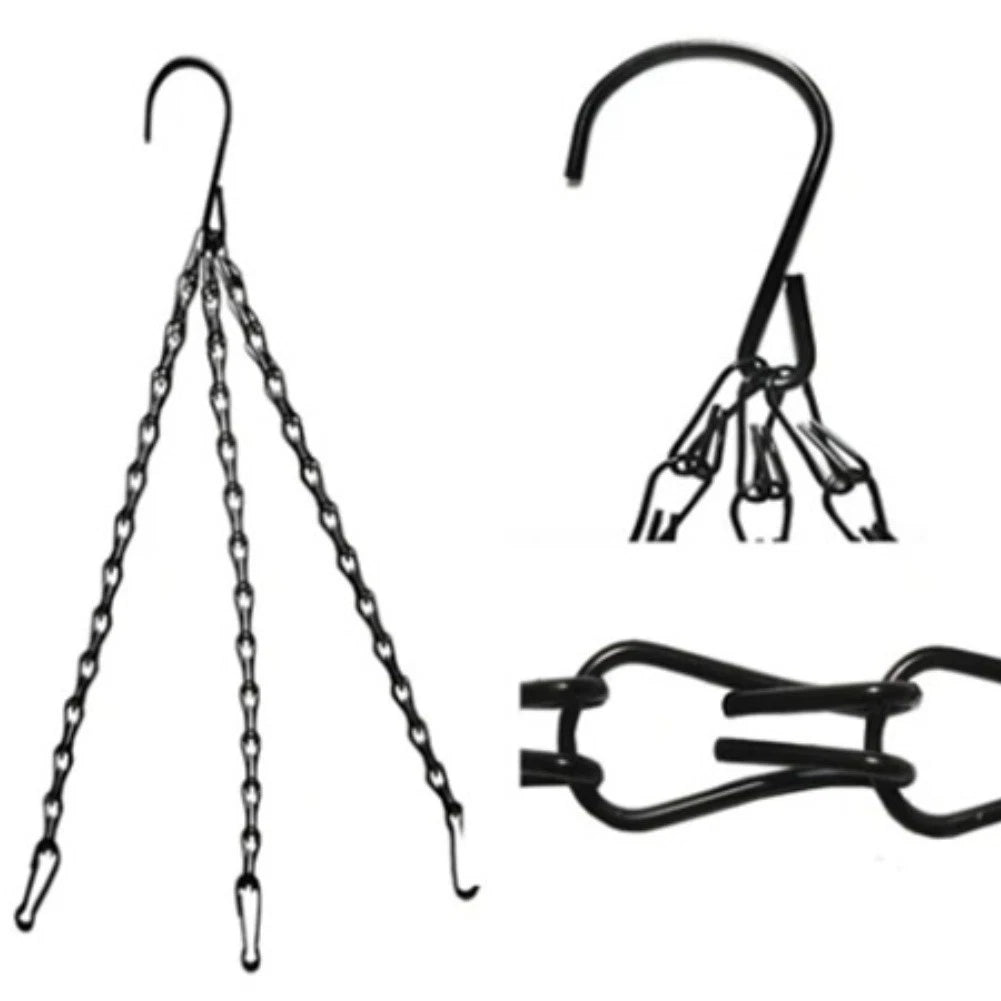 Black PE Coated Iron Hanging Basket with Coconut Liner for All Season Use