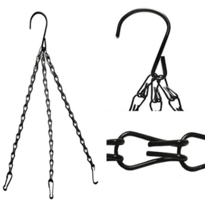 Black PE Coated Iron Hanging Basket with Coconut Liner for All Season Use