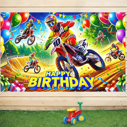 Motocross Racing Birthday Banner for Motorcycle