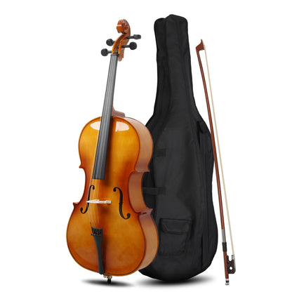 4/4 Size Basswood Cello Set with Bow and Rosin for Cello