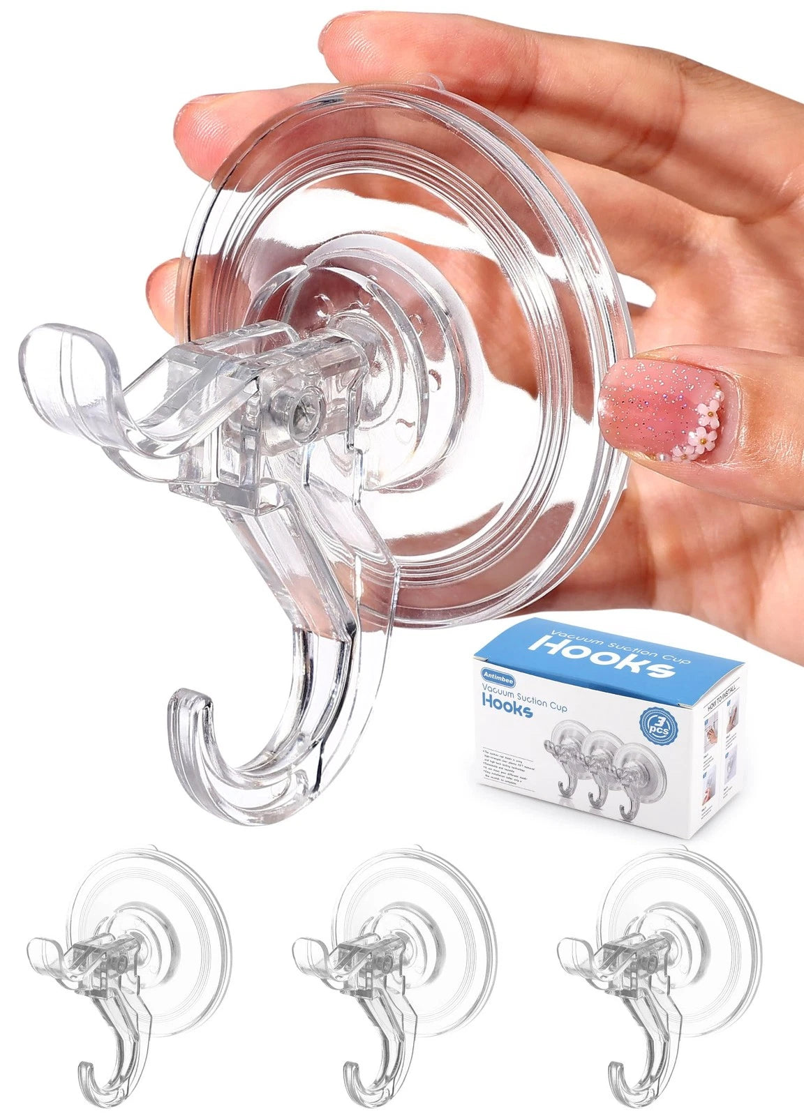3 Pack Suction Cup Hooks for Various Applications