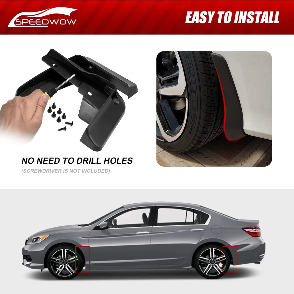 4x Mud Flaps and Splash Guards for Honda Accord (2016–2017)