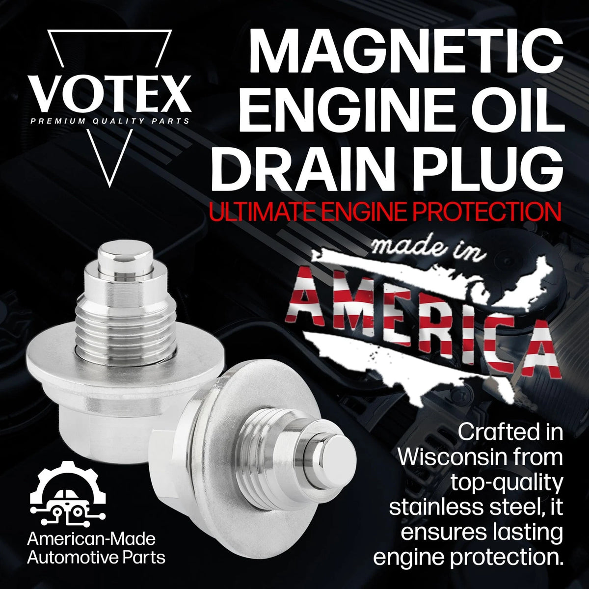 M12 X 1.25MM Magnetic Drain Plug for Automotive Applications (Made in USA)