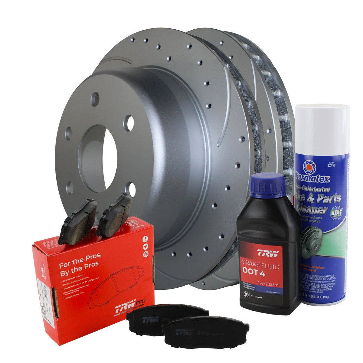 Rear Brake Kit 330mm Drilled Disc TRW Pro Ceramic Pad Set for Cadillac Chevy GMC