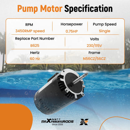 3450RPM Pool Pump Motor for Polaris PB4-60 B625 (2000–2005)