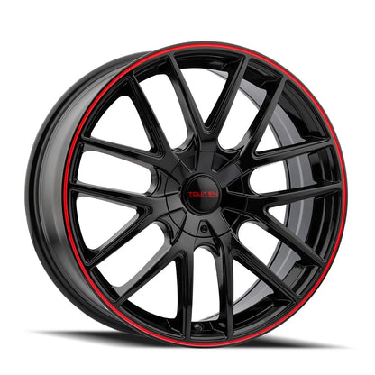 Set of 4 TOUREN TR60 Wheels 17x7.5 Gloss Black with Red Ring (3260-7709BR)