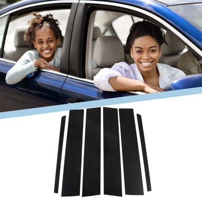 6 Pcs Window Trim Cover for Ford Explorer (2011–2019) Black Carbon Fiber