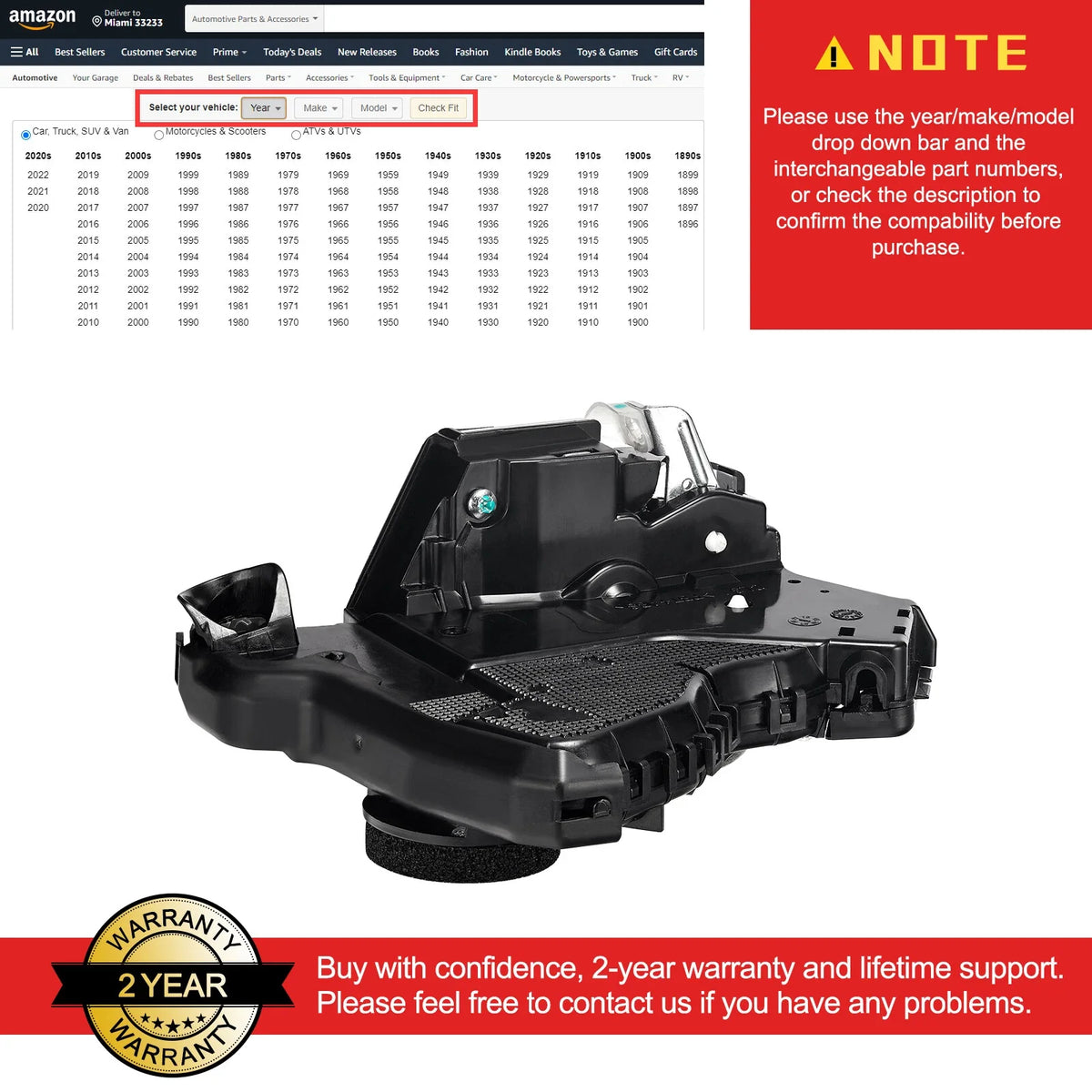 Door Lock Latch Actuator for Toyota Lexus (69040-06180)