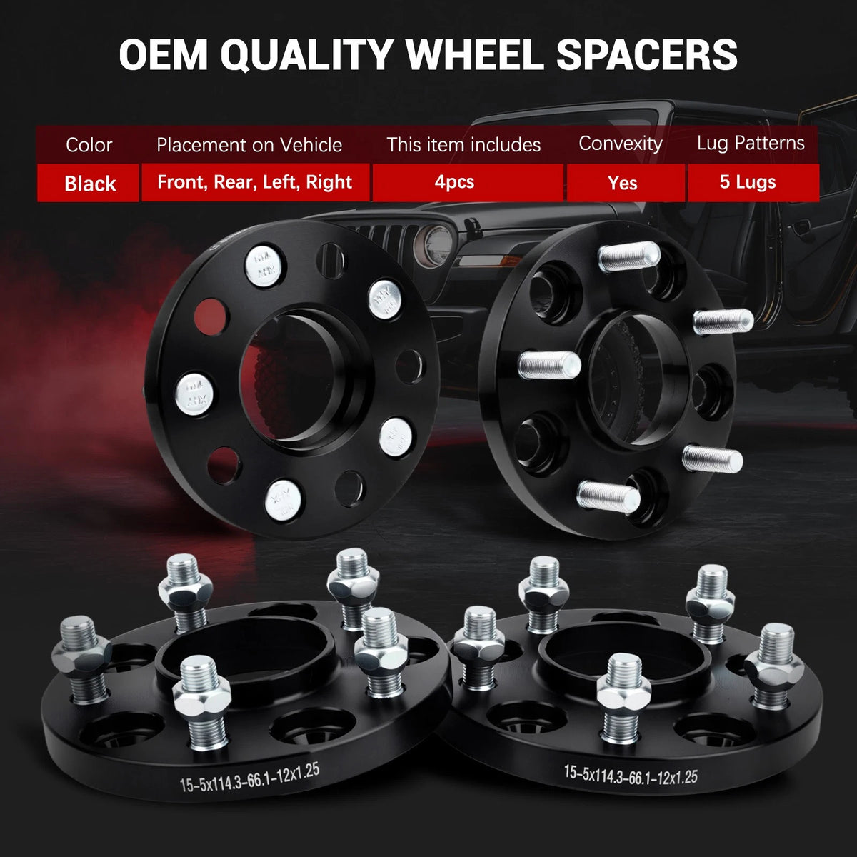 4PC Hubcentric Wheel Spacers 15mm 5x4.5 5x114.3 for Nissan 350Z 370Z G35