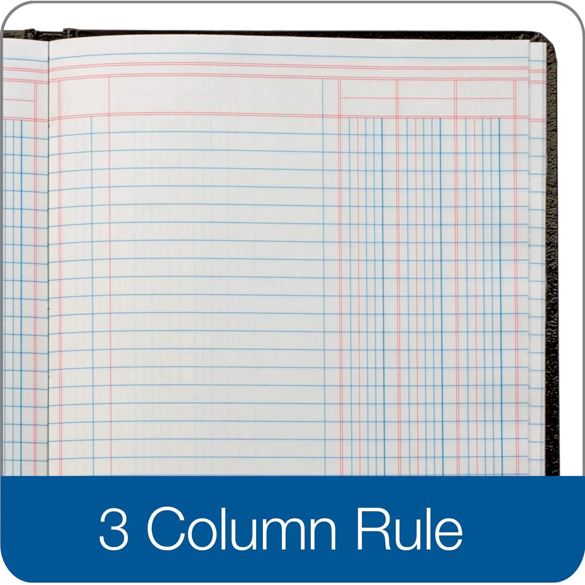 Account Book 7 x 9.25 Inches, Black, 3-Columns, 80 Pages (1 Pack)