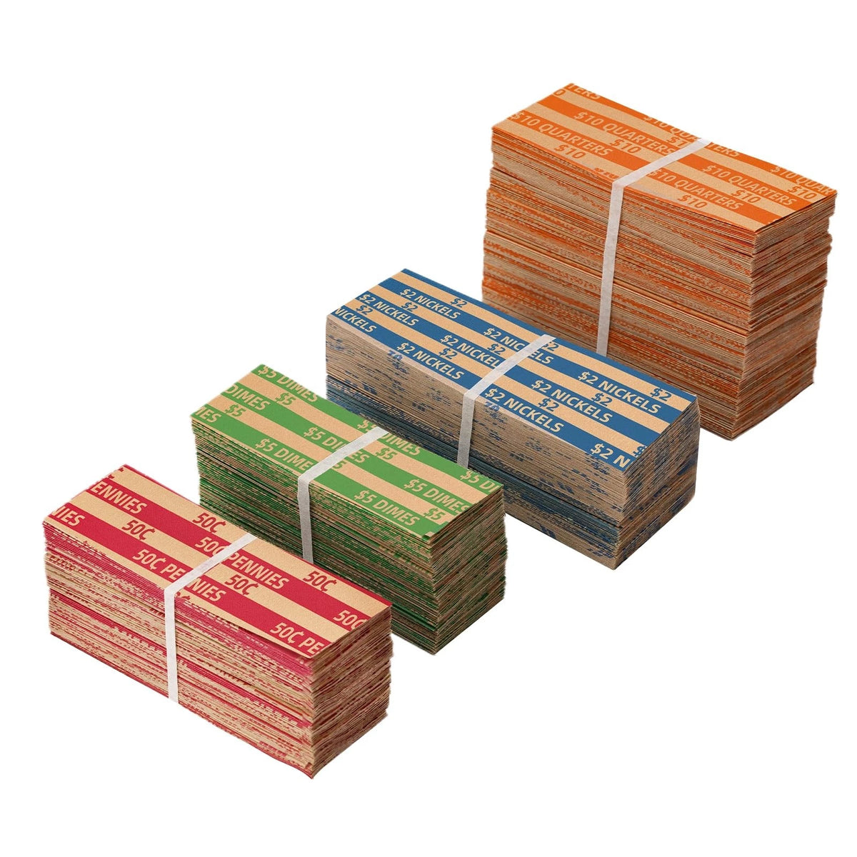 500 Coin Wrappers Assorted Flat Stripped Roll