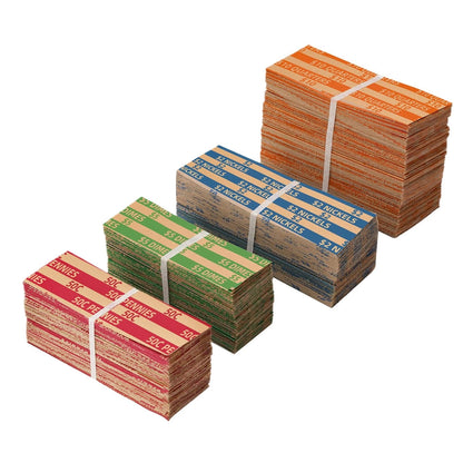 500 Coin Wrappers Assorted Flat Stripped Roll