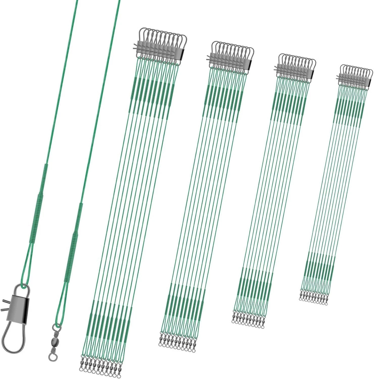 Set of 4 Stainless Steel Fishing Leaders for All Fish Types