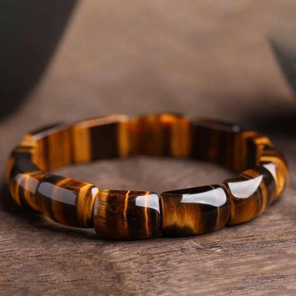 Natural Tiger's Eye Stone Beaded Bracelet for Universal Fit (Stretch)