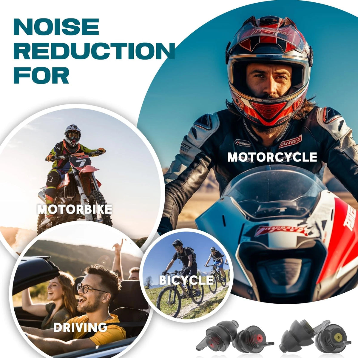 2X Motorcycle Ear Plugs for Wind Noise Reduction & Hearing Protection