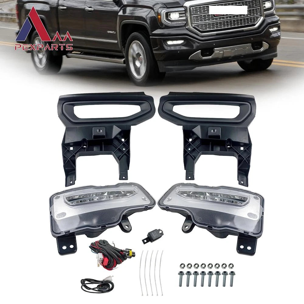 LED Fog Light Replacement Pair for GMC Sierra 1500 (2016–2019) 23243488, 23381983, GM1038219, GM2592314