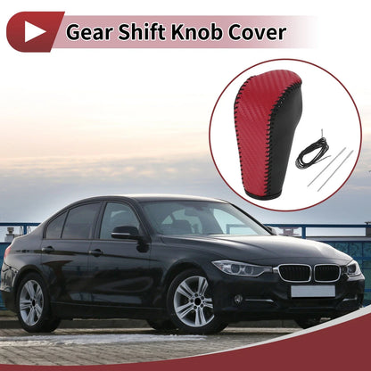 Gear Shift Knob Cover for BMW 3 Series E90 (2004–2012) Black Red Faux Leather