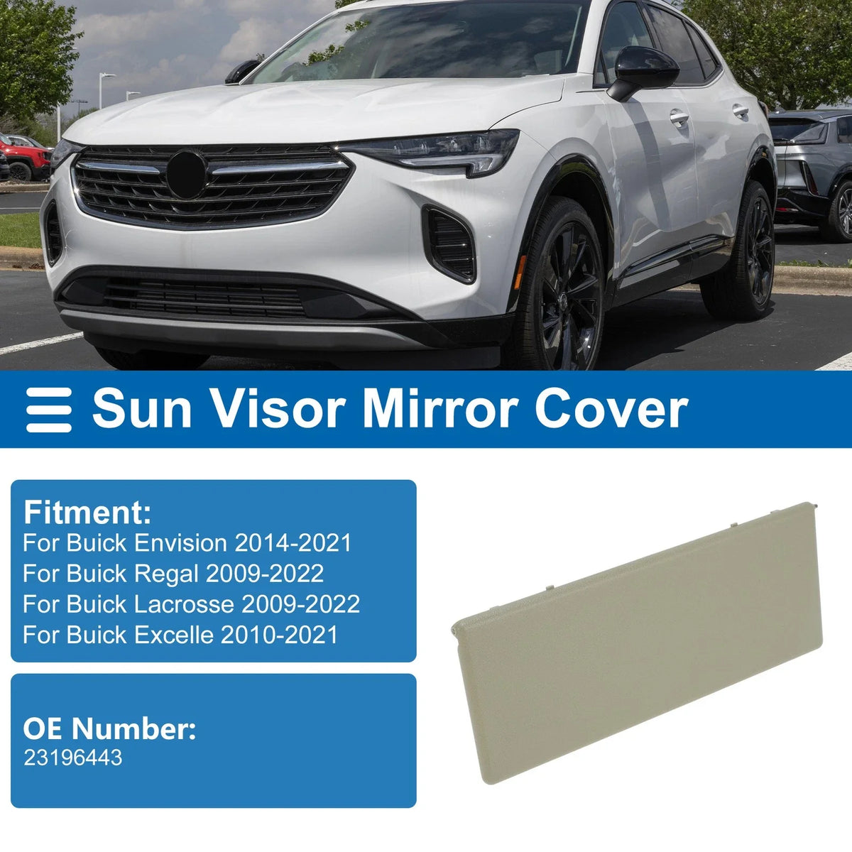 Sun Visor Mirror Cover for Buick Envision (2014–2021) No. 23196443 Beige