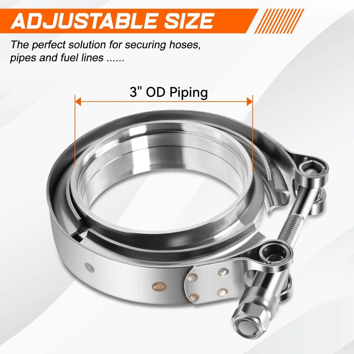 2X 3" OD Stainless Steel V-Band Clamp & Flange Set for Universal Applications