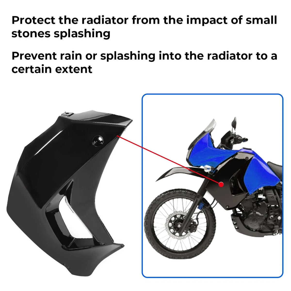 Left Radiator Shroud for Kawasaki KLR650 (2008–2018) Painted Black