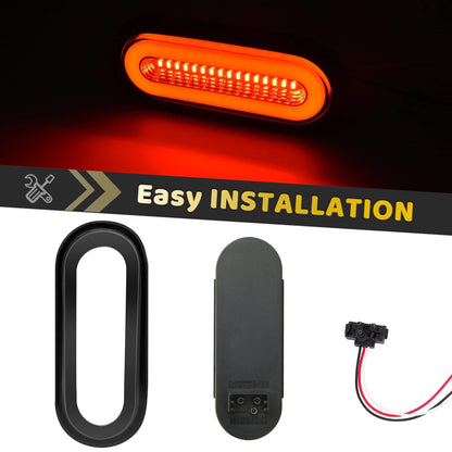 2X 6" Smoked Lens Oval Red LED Lights for Automotive