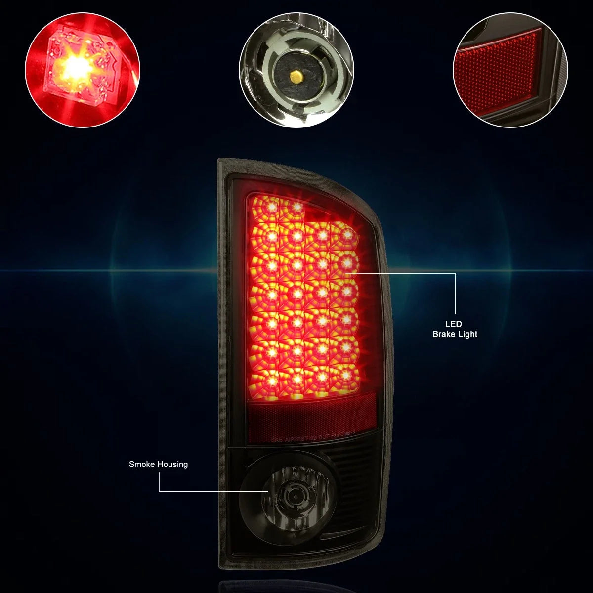 Full LED Tail Light for Dodge Ram Pickup (2002–2006) - Tinted Housing