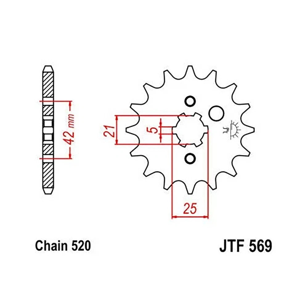 15 Tooth Front Steel Sprocket for Yamaha Breeze 125 & Grizzly 125 (JTF569.15a)