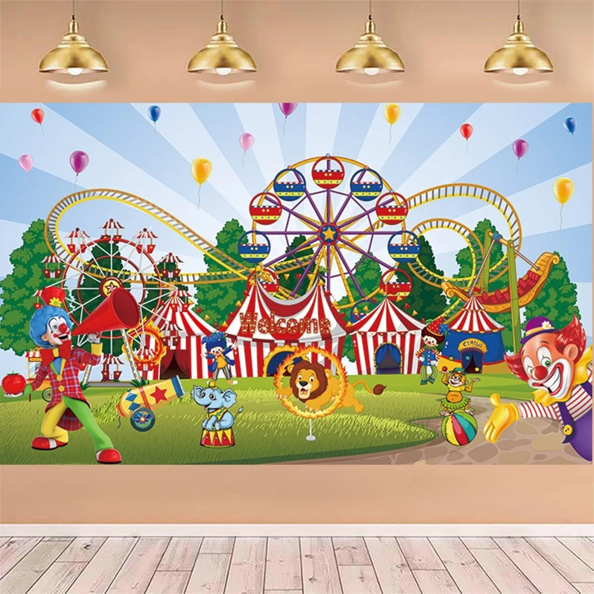 Large Circus Carnival Backdrop for Event Decoration (70.8" x 43.3")