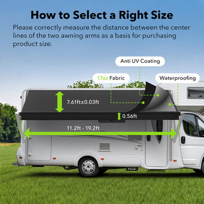 Awning Fabric for RV (12-20 Feet Width) - Replacement Shade CP-AWN
