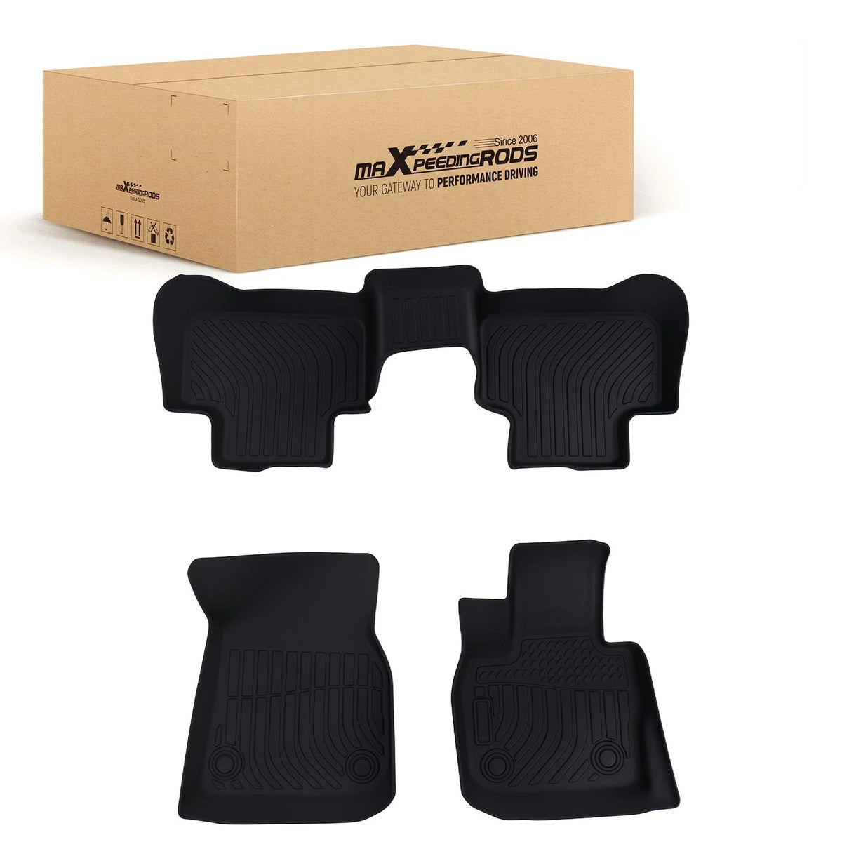 Set of 2 All-Weather Floor Mats for BMW X3/X4 (2018–2025) Rubber Black