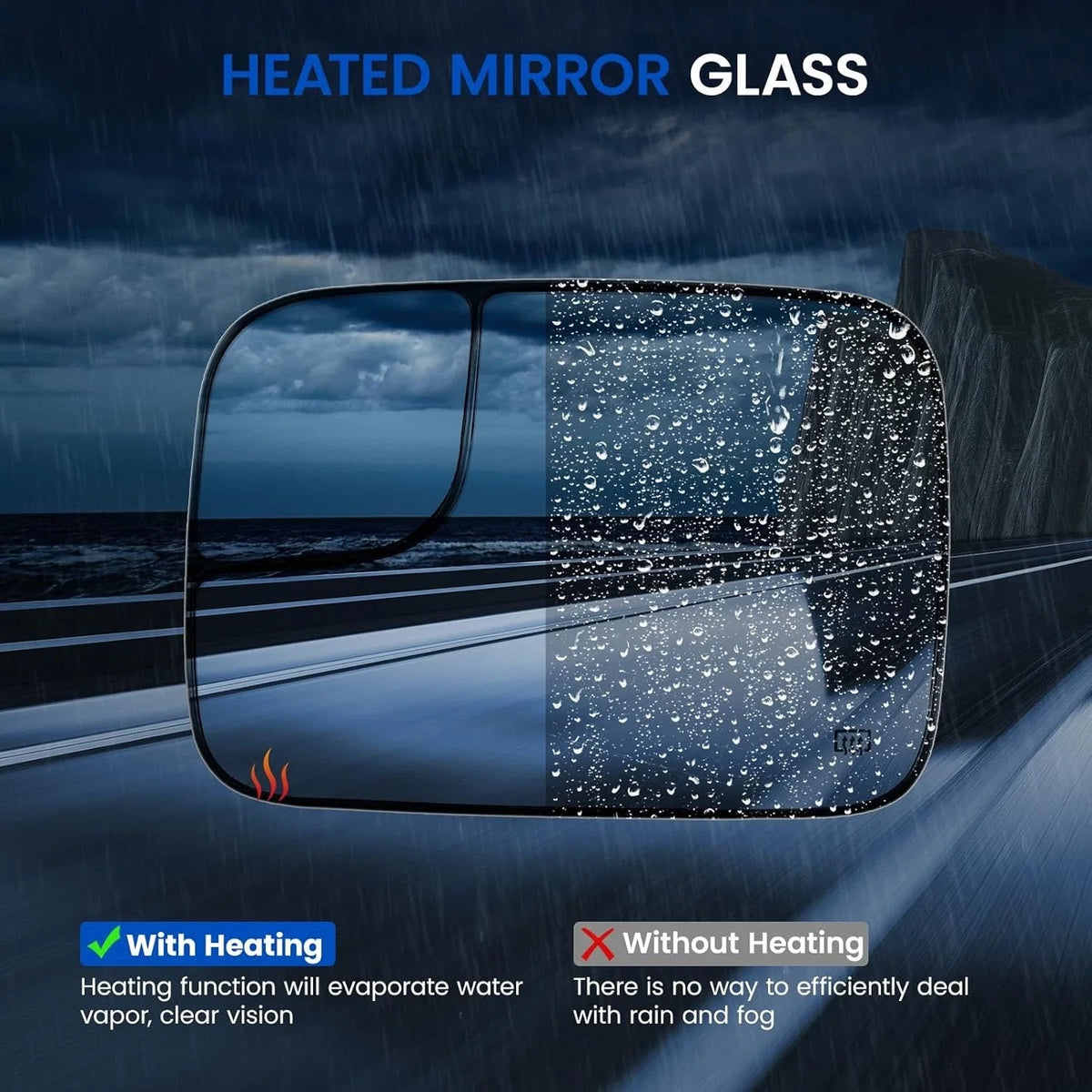 Driver Side Heated Towing Mirror Glass for Dodge Ram 1500 2500 3500 (2005–2009)