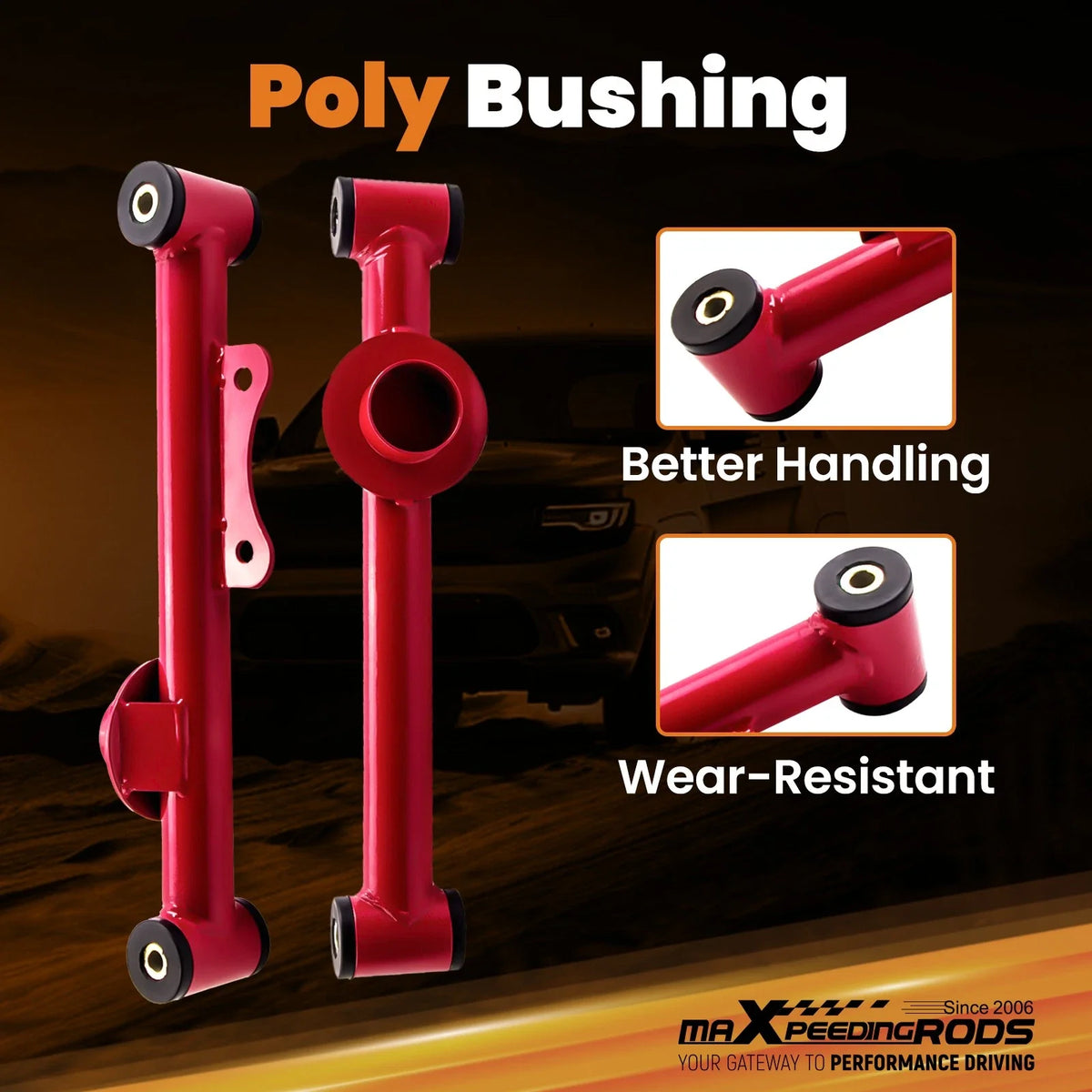 Set of 2 Rear Tubular Control Arms with Poly Bushings for Ford Mustang (1979–2004)