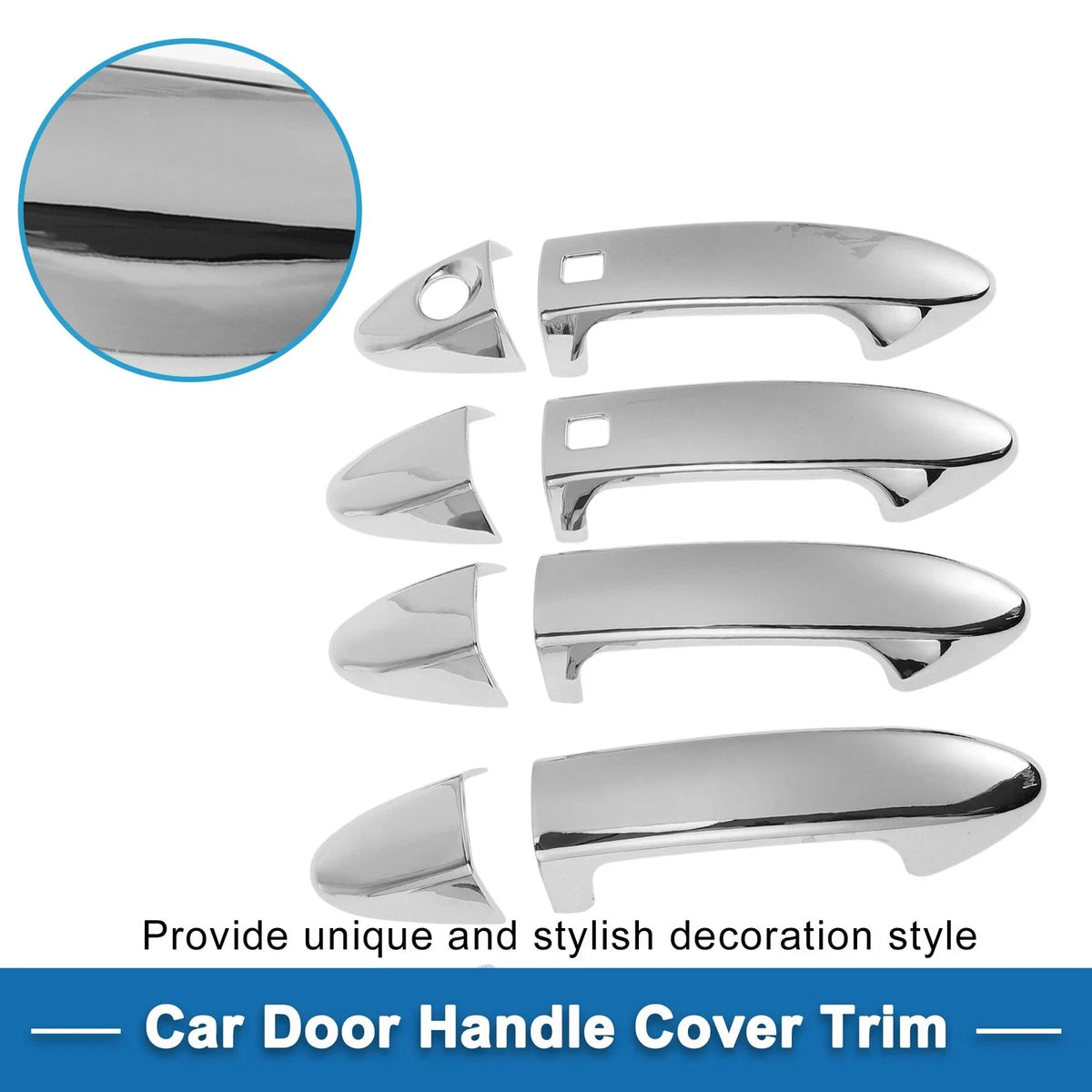 Door Handle Cover Trim for Ford Fiesta (2009–2012) Silver Tone