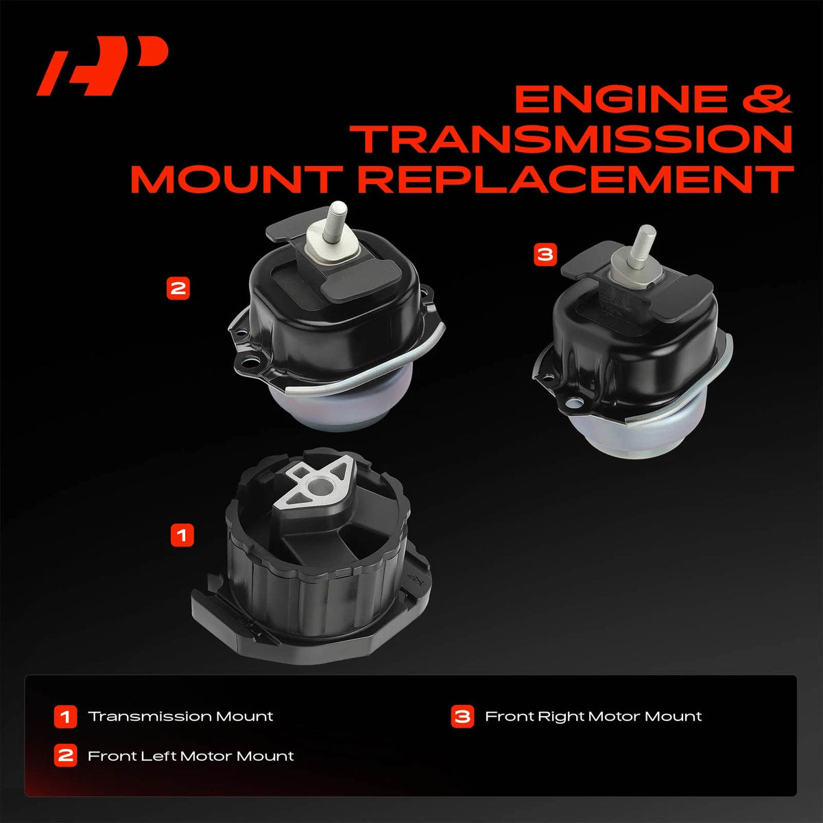 3X Engine Motor & Transmission Mount for BMW X5 X6 (2007–2018) 22116780259, 22316864675, A4027, A4079