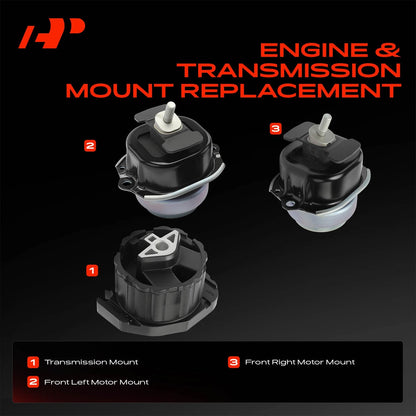 3X Engine Motor & Transmission Mount for BMW X5 X6 (2007–2018) 22116780259, 22316864675, A4027, A4079