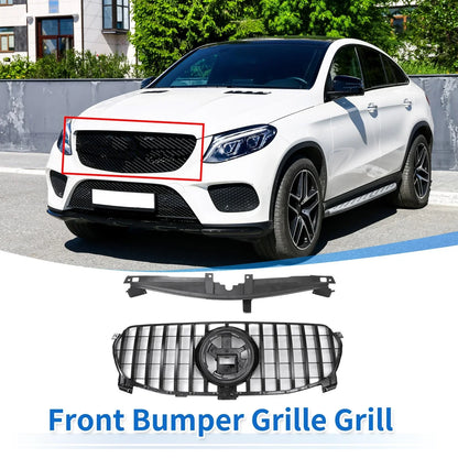 Front Upper Bumper Grille for Mercedes-Benz GLE350 2020-2022 Black Grille