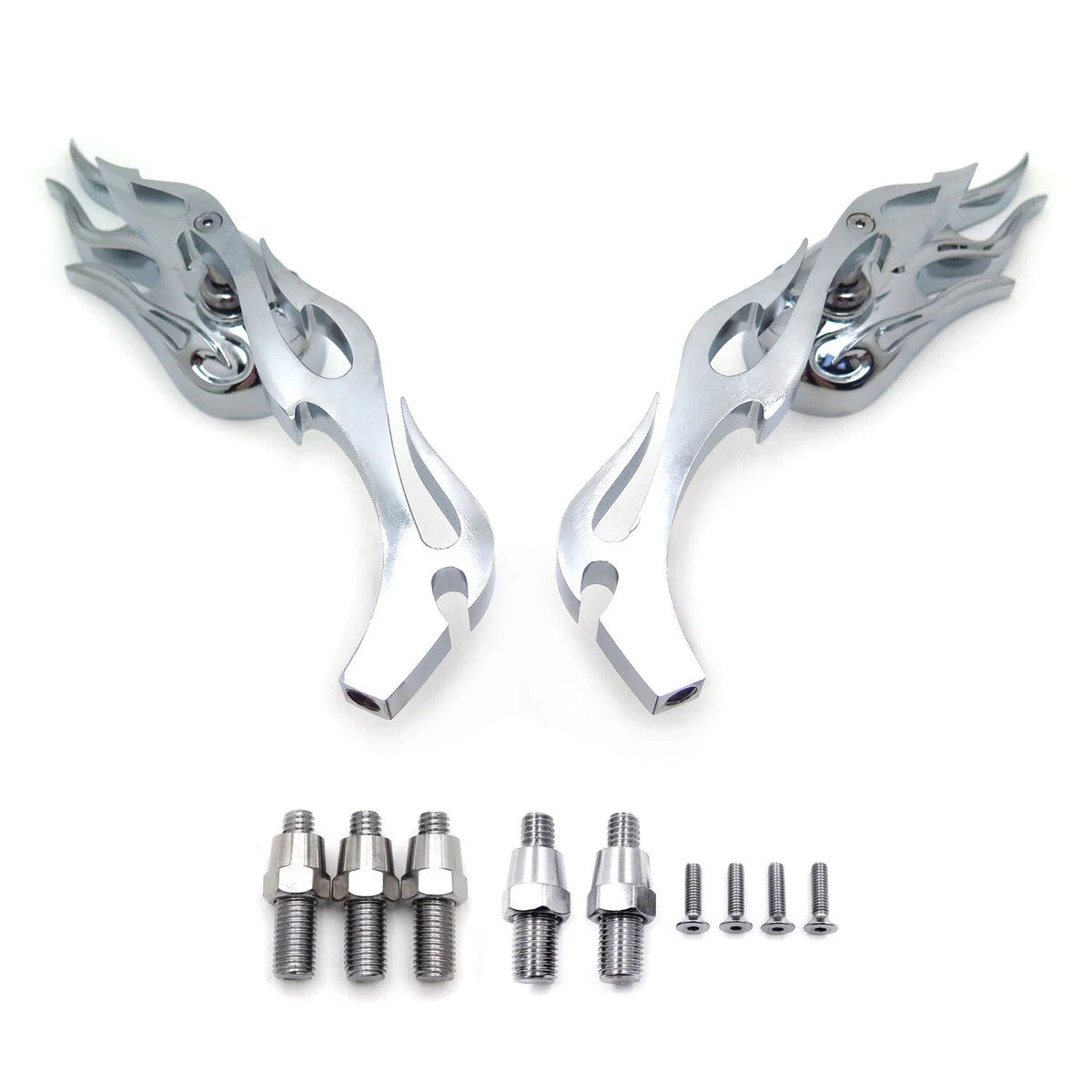 Chrome Flame Burning Fury Running Mirror for Honda Kawasaki Suzuki (All Years)