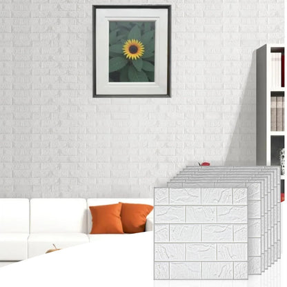 30 Pcs Peel and Stick 3D Wall Panels White Brick 11.81 x 11.81 Inches