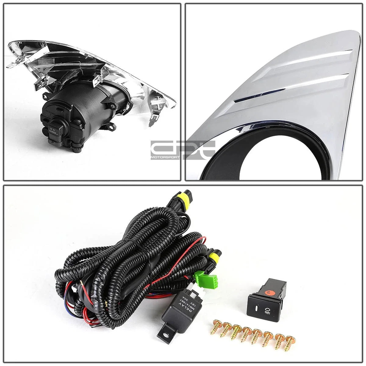 Chrome Bezel Fog Light Set for Toyota Camry (2012–2014) OE, Smoked, Switch
