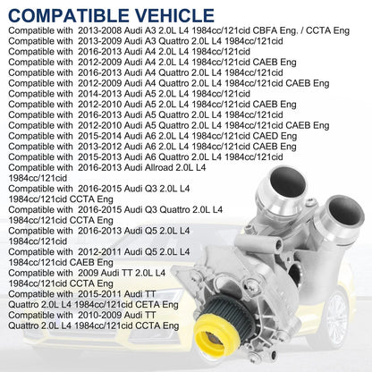 Aluminum Water Pump for Audi A3 A4 TT VW Tiguan Jetta Golf GTI Eos Beetle CC (2006–2020)