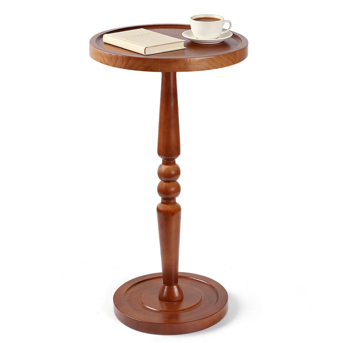 Small Side Table for Spaces, Rustic Circle End, Warm Brown