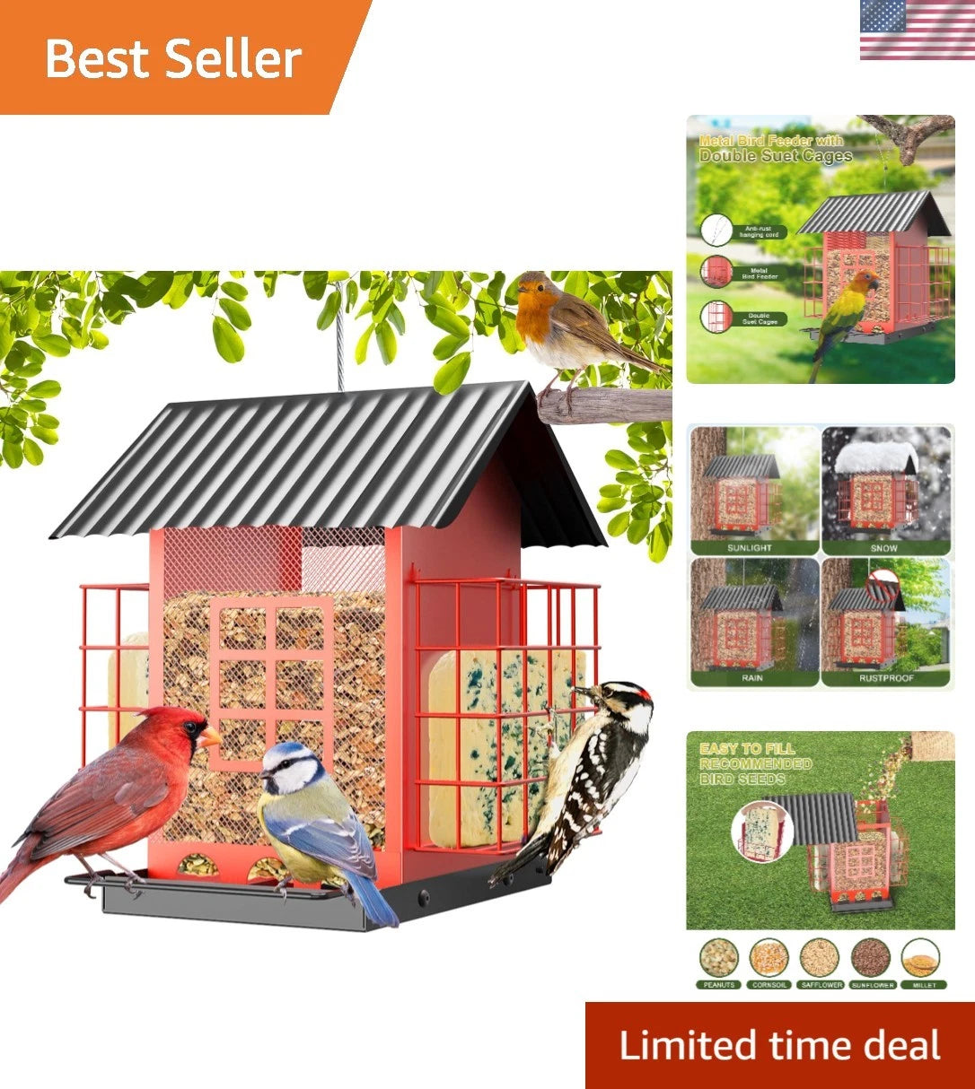 Durable Hanging Bird Feeder for Outdoor Spaces (Weatherproof Metal)