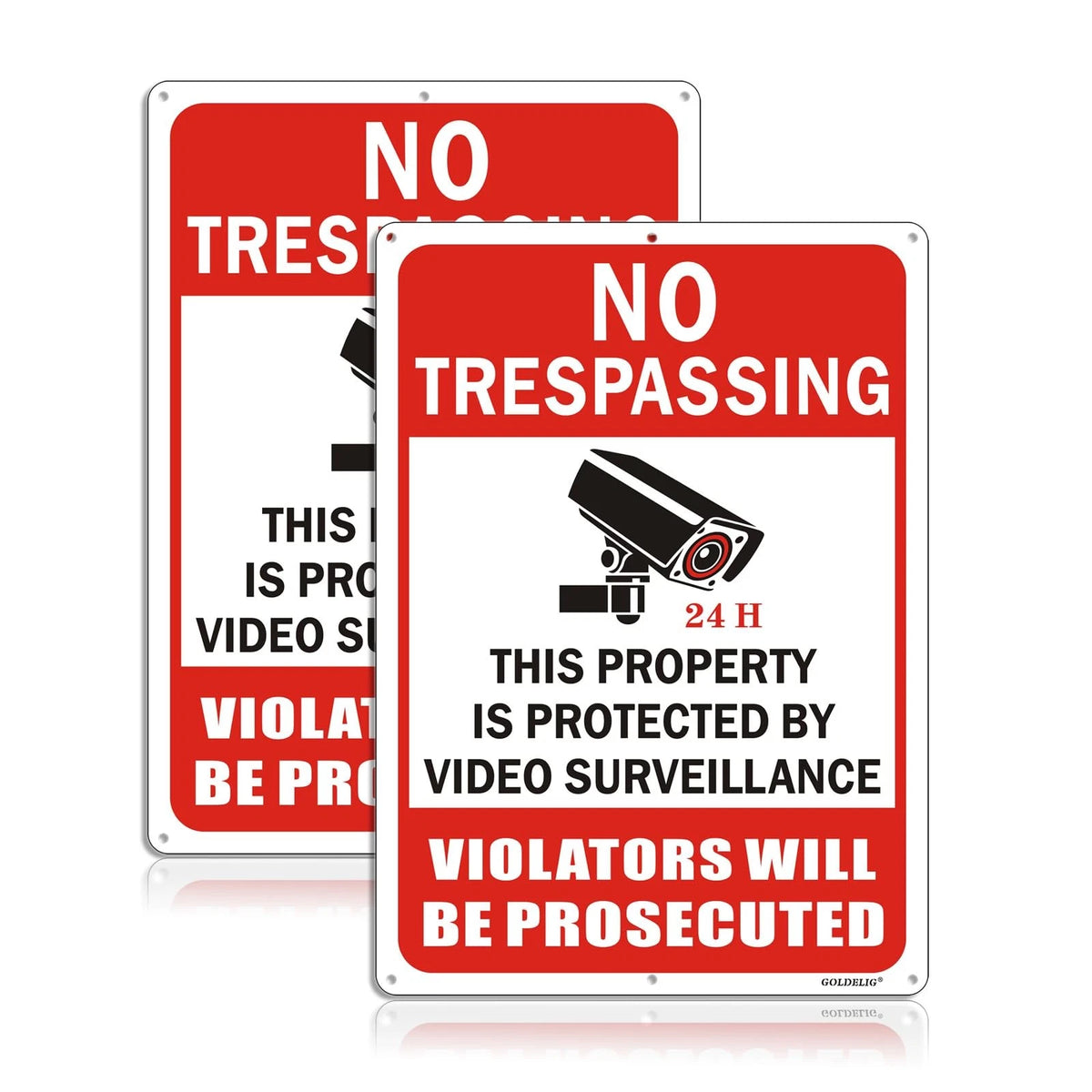 2X No Trespassing Signs 14x10 Inches Red for Private Property